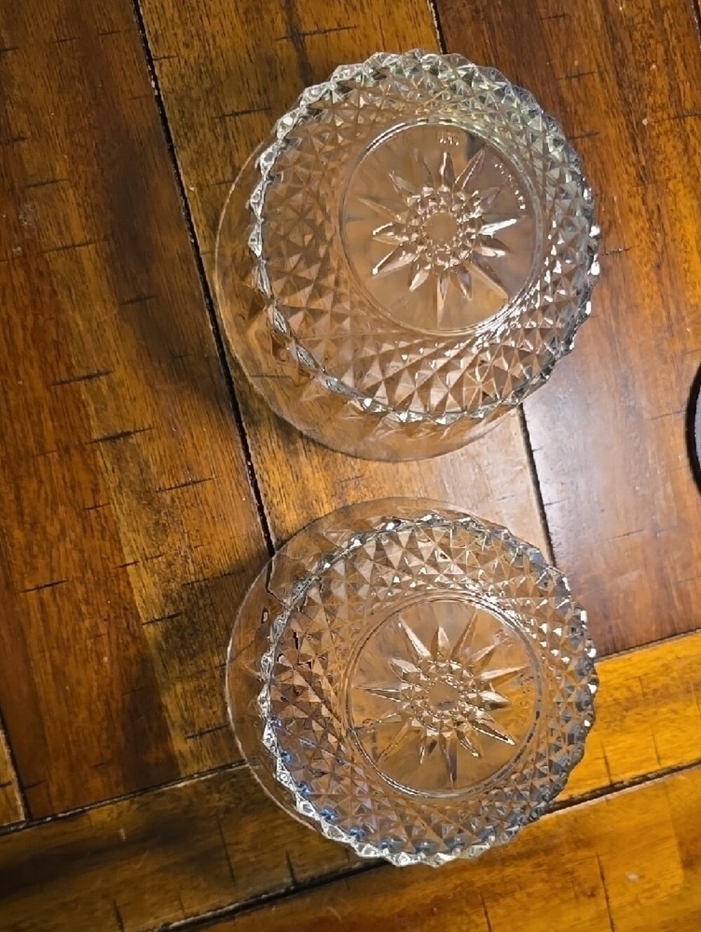 2 Arcoroc France Clear Glass Individual Salad Bowls Diamant Pattern - Picture 3 of 4